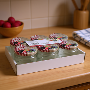Juego de 6 tarros de vidrio independientes con tapas con diseño de bayas para uso en la cocina - Product Image 3