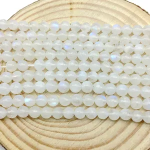 高品质级天然月亮石珠子月亮石圆形珠串手工制作DIY饰品手链用品