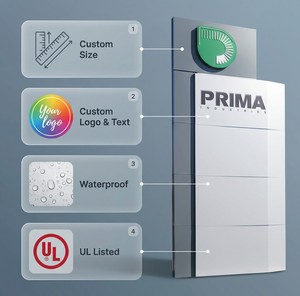 Insegna a Pilone in Alluminio Personalizzata, Insegna Monumentale Illuminata a LED, Insegna Commerciale Architettonica per Esterni - Product Image 3