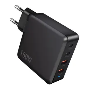 GaN US EU UK AU Plug 160W Rapid Charging 4 Ports Output Multi Mobile Phone Laptop Tablet Fast Charging Wall Charger