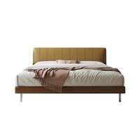 Meubles de maison haut de gamme Cadre de lit en bois Queen Lit de luxe avec tête de lit rembourrée en cuir Lit king size pour chambre à coucher