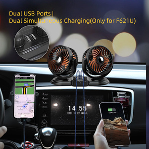 <b>Fan</b> 24v <b>Fan</b> for Truck Dual <b>Heads</b> Car <b>Fan</b> 12V Car Circulation Cooling Accessories Vehicle Automotive USB F621 CE 5 Inch - Product Image 3