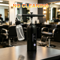 Aérographe professionnel autonettoyant à pression pour kit de barbier (barbe et ligne des cheveux) avec batterie longue durée et affichage LED de l'alimentation