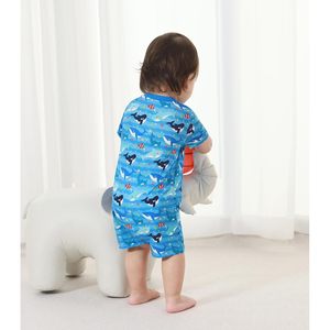 Mono de bebé unisex al por mayor, de manga corta, de viscosa de bambú, transpirable, de una pieza, con cuello redondo, para verano - Product Image 5