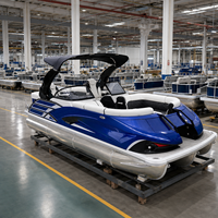 Bateau ponton innovant certifié CE de 22 pieds en aluminium, pour 12 personnes, avec table de salon avant, bateau ponton de loisirs familial, bateau ponton à louer