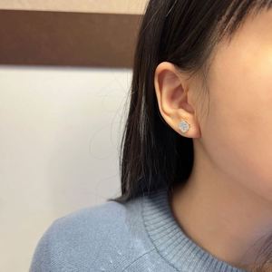 Dylam High Top Fine Jewelry 925 <b>Silver</b> Rhodium Plated D Color VVS1 Moissanite Stone Four Leaf Clover <b>Stud</b> Earrings for Women - Product Image 4