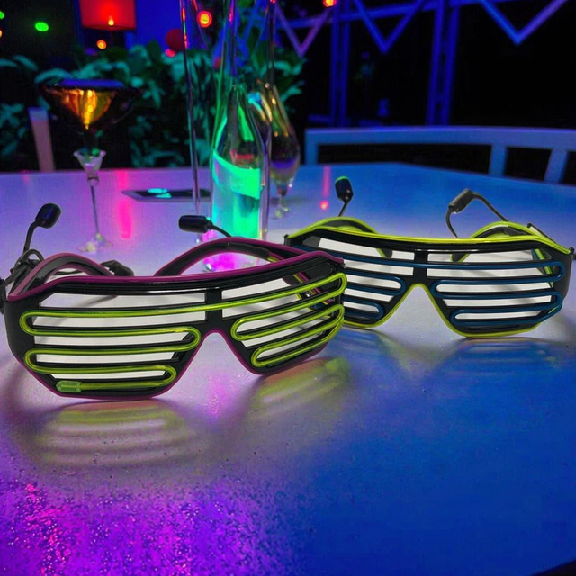 Flashing Bicolor LED Glasses Voice-Activated Neon Party Accessories New Design Glowing EL Shutter Glasses Halloween Decoration