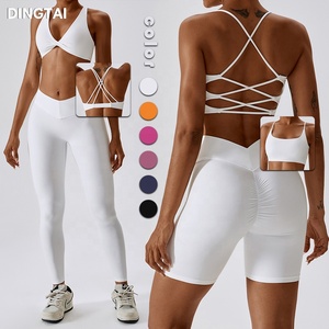 Abbigliamento Fitness personalizzato per ragazze abbigliamento sportivo da donna Spandex Set da Yoga reggiseno e <span class=keywords><strong>Leggings</strong></span> Set <span class=keywords><strong>corto</strong></span> - Product Image 2