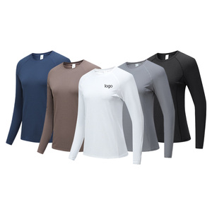 Magliette sportive traspiranti a maniche lunghe da donna elasticizzate da corsa ad asciugatura rapida magliette Casual da Yoga con Logo personalizzato T-Shirt - Product Image 1