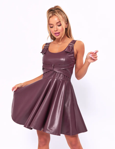 m&s leather dress Maayan Black Vegan Leather Corset High Slit Drop Waist Maxi Dress (Archive  Sale)