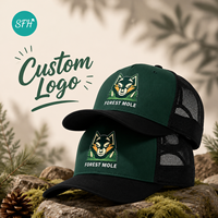 Casquette de camionneur réglable personnalisée à six panneaux en maille respirante avec motif de dessin animé animalier imprimé et couleur contrastée, idéale pour la pêche (ODM)