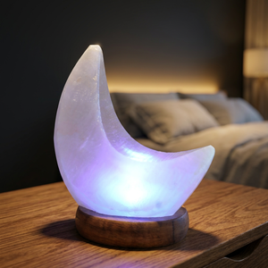 Wholesale Premium Quality Himalayan Pink <b>Crystal</b> Salt <b>Moon</b> Shaped Lamp Beautiful Handcrafted Himalayan Night Salt Lamp - Product Image 1