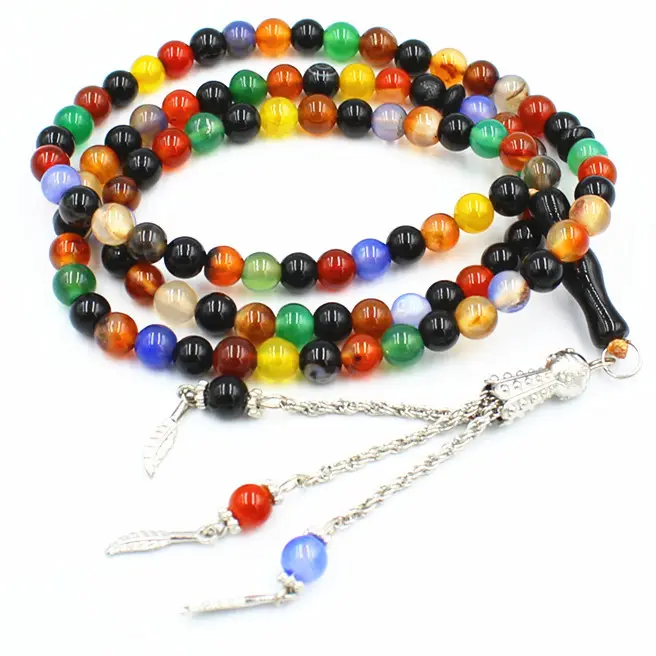Hot Selling Natural 6MM Stone Beads Tassel Islamic Prayer Tesbih Beads Muslim Prayer Bead 99 tasbih rosary necklace