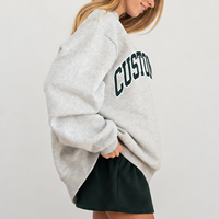 Sweat-shirt surdimensionné à col montant pour femme, avec broderie de lettres universitaires, 100% coton French Terry, style universitaire