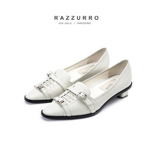 Scarpe da Donna OEM ODM in Vera Pelle con <span class=keywords><strong>Tacco</strong></span> Quadrato, Punta Affusolata, Slip-On con Fibbia Metallica, <span class=keywords><strong>Tacco</strong></span> <span class=keywords><strong>Medio</strong></span>, Calzature Formali Autunnali - Product Image 3