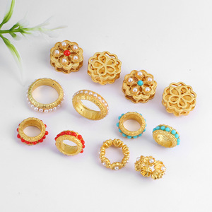 Cuentas espaciadoras de imitación de perla con incrustaciones de oro antiguo 12x6x1.7mm, mosaico, accesorios de joyería DIY para pulseras y collares - Product Image 1