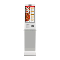 Kiosque de commande automatique intérieur 23,8 pouces à écran tactile capacitif 10 points avec lecteur de codes-barres SDK, imprimante et paiement, sur pied, Intel Core i7