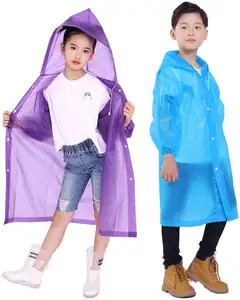 Детское дождевое пальто EVA, многоразовое дождевое пончо с капюшоном и рукавами, Водонепроницаемые Дождевики для мальчиков и девочек