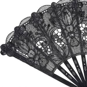 Éventail portable en dentelle, style fleur peinte, pliable en plastique, pour la danse, vente en gros - Product Image 5
