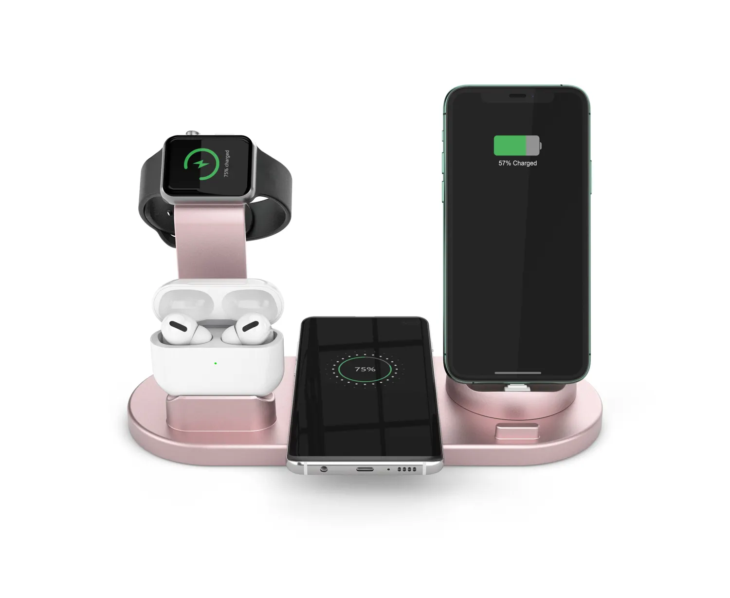 Беспроводная зарядная станция Qi для телефонов, подставка для быстрой зарядки для iPhone, Samsung, Watch Pods, Android, зарядное устройство для нескольких устройств