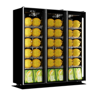 Congélateur vertical commercial à 4 portes vitrées, prix de gros, pour stockage à basse température (-25°C) de viande et fruits de mer surgelés
