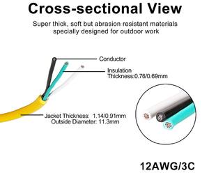 สายไฟต่อพ่วงกลางแจ้งแบบมีไฟที่ปลาย สำหรับงานก่อสร้าง ยาว 50 ฟุต (100 ฟุต)  5-15P  สีดำ  16-3 SJTW  มีสินค้าในสหรัฐอเมริกา - Product Image 4
