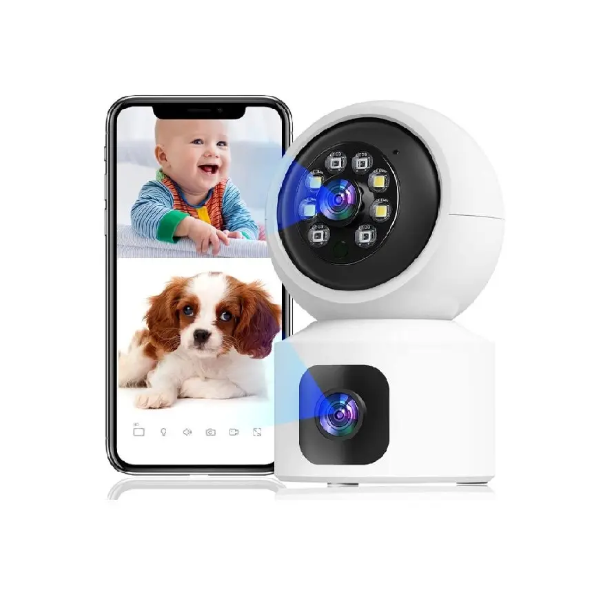 smart home security HD wireless wifi mini camera Nanny Cam baby monitor with phone call button voice detection AI tracking