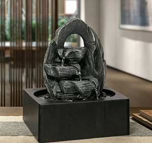 Fontaine <span class=keywords><strong>de</strong></span> table Twin Peak <span class=keywords><strong>avec</strong></span> arbre bonsaï, cascade effet roche et <span class=keywords><strong>bassin</strong></span> carré pour une décoration zen moderne - Product Image 6