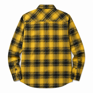 Chemises en flanelle personnalisées OEM/ODM pour hommes, <span class=keywords><strong>jaune</strong></span> et noir, chemise à carreaux pour hommes, coton brossé, manches longues, <span class=keywords><strong>surchemise</strong></span> décontractée, logo personnalisé - Product Image 3