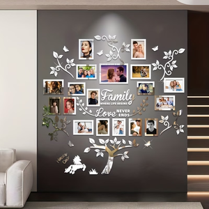 <span class=keywords><strong>Cadre</strong></span> <span class=keywords><strong>photo</strong></span> en acrylique avec motif arbre et gabarit pour photos suspendues, décoration intérieure, design auto-adhésif, facile à installer - Product Image 1