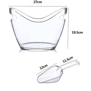 D&Z Unzerbrechlicher PET-Kunststoff Eiskübel für Bar, Club, Zuhause, Party, Bierkühler mit Individuellem Logo, Transparent, Rund, 4L, Tragbar, Modernes Design - Product Image 6