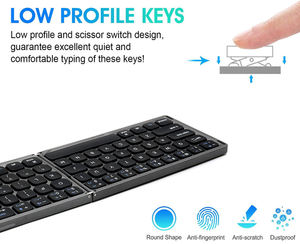 Clavier Sans Fil Pliant Stylish Wireless Mini Portable Bt Wireless Foldable <b>Keyboard</b> & Mouse Folding <b>Keyboard</b> with Touchpad - Product Image 4