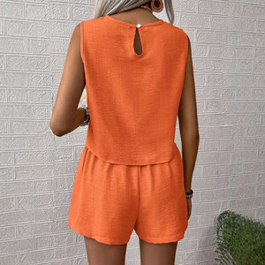 Conjunto de Chaleco y Pantalones Cortos sin Mangas de Poliéster, Talla Europea, Color Sólido, Formal, 2 Piezas, para Mujer, por Encima de la Rodilla, Transpirable, Ecológico, para Verano - Product Image 5