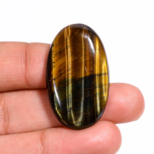 Cabochon d'oeil de tigre poli à la main 39ct pierre précieuse naturelle coupe ovale en vrac pour la conception créative de bijoux fabriqués à la main - Product Image 1