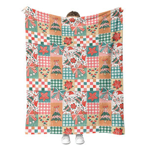 Siêu mềm Preppy coquette màu hồng mùa đông Bow Cây giáng sinh in ấn chăn dễ thương Xmas món quà mờ lông cừu flannel ném chăn - Product Image 3