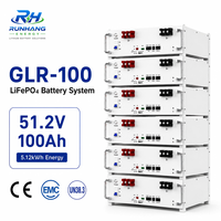 Batterie LiFePO4 professionnelle Emc Un38.3, empilable, 5,12 kWh, 51,2 V, 100 Ah, communication CAN, stockage d'énergie solaire hybride pour réseau