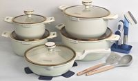 Ensemble complet de 21 pièces : Batterie de cuisine en aluminium (casseroles 20/24/28/32CM, faitout 28CM, poêle à frire profonde 28CM), Kit de nettoyage, Articles de préparation pour les fêtes, Vente de matériel