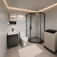 Toilettes mobiles toutes saisons avec une zone de douche séparée, toilettes préfabriquées modulaires portables pour camping de luxe et centres de villégiature