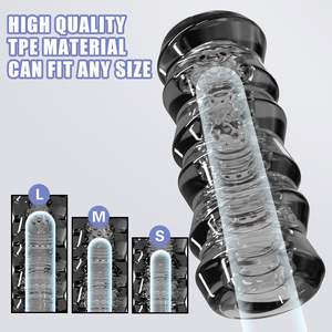 Reusable <strong>Male</strong> Masturbator Cup Penis Sleeve Transparent Crystal Vagina Textured Tunnel Pocket Pussy Stroker Adult Sex <strong>Toy</strong> for Men - Product Image 2