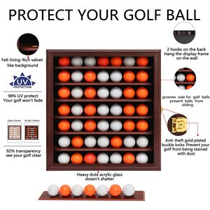 Vitrina de Exhibición de Pelotas de Golf de Madera de Caoba Ecológica Personalizada de 7 Niveles, con Cerradura, para Montar en la Pared, Moderna, con Fácil Montaje - Product Image 4