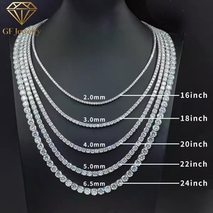 Collier tennis en or massif 10K 14K 18K avec diamants de laboratoire HPHT CVD, taille griffe personnalisée, pureté DEF VS VVS - Product Image 1