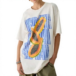 Camiseta Blanca Regular para Mujer, Casual, Transpirable, Cuello Redondo, Manga Corta, Hombros Caídos, 100% Algodón, Anti-Pilling, con Logo, para Todas las Temporadas - Product Image 1