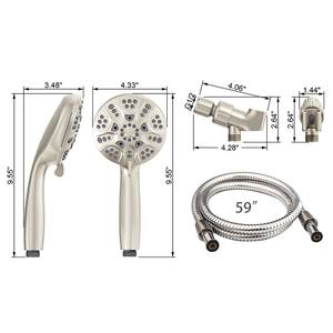 Ensemble de douche à six fonctions avec pommeau de douche brossé, jet pluie, massage, oxygénation, économie d'eau, pommeau de douche rond portable - Product Image 5