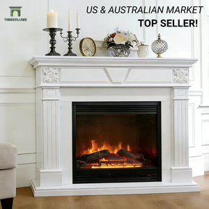 <span class=keywords><strong>Chimenea</strong></span> Moderna de Estilo Vintage con Repisa de Madera, Estilo Americano y Australiano, Independiente, Fácil Instalación - Product Image 1