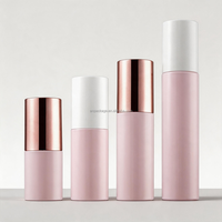 Flacon pulvérisateur cylindrique en PET rose plaqué or rose de 30 ml, 50 ml, 60 ml avec couvercle en carton et pompe à émulsion, bouchon à vis pour shampoing et cosmétiques (vide)