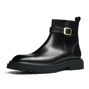 Bottes hautes formelles pour hommes, design court et pointu, doublure en cuir, semelles intérieures en cuir, pour le travail et les occasions décontractées - Product Image 5