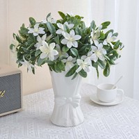 Arreglo Floral Artificial para Boda, con Hojas Verdes Cortas y Flores Blancas de Flor de Cerezo y Fresia, Decoración para Interiores y Exteriores
