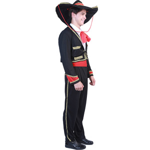 Disfraz Mexicano del Día de Muertos para Adultos, Talla M, Negro, Rojo y Dorado, Tema Occidental de Fantasía, Disfraz de Halloween - Product Image 3