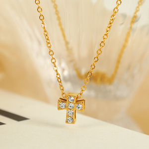 Stainless Steel Pendant Necklace With Diamond Pave Setting Cross Heart <b>Star</b> Moon Clover <b>Design</b> For Women Gift Jewelry - Product Image 3