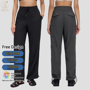 <span class=keywords><strong>Pantalon</strong></span> cargo 2-en-1 à séchage rapide avec logo personnalisé, coupe décontractée, pour la course et le sport, taille élastique avec cordon de serrage, jambe droite, pour <span class=keywords><strong>femme</strong></span> - Product Image 2